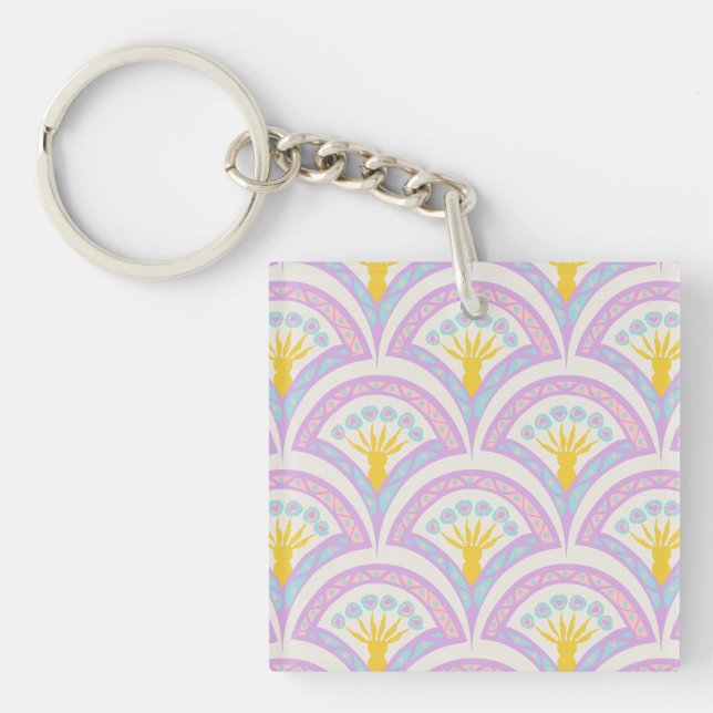 Pastel coloured shell pattern key ring (Front)