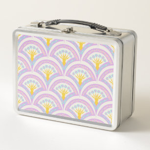 Pastel coloured shell pattern metal lunch box