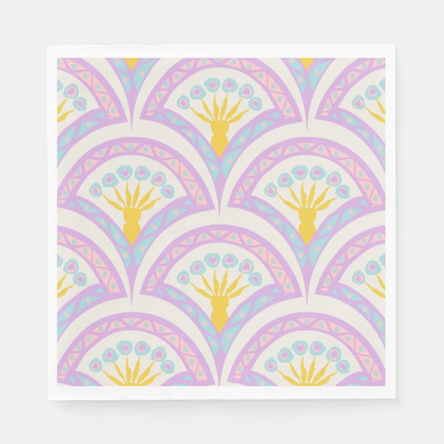 Pastel coloured shell pattern napkin (Front)