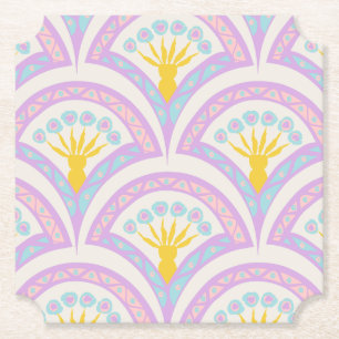 Pastel coloured shell pattern paper coaster