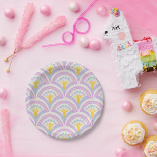 Pastel coloured shell pattern paper plate