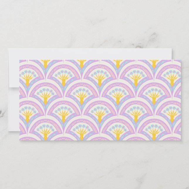 Pastel coloured shell pattern save the date (Front)