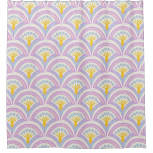 Pastel coloured shell pattern shower curtain