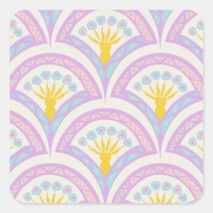 Pastel coloured shell pattern square sticker