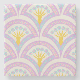 Pastel coloured shell pattern stone coaster