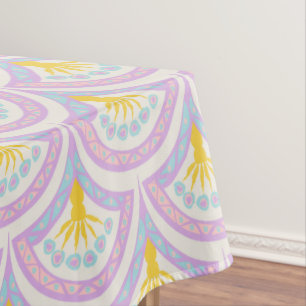 Pastel coloured shell pattern tablecloth