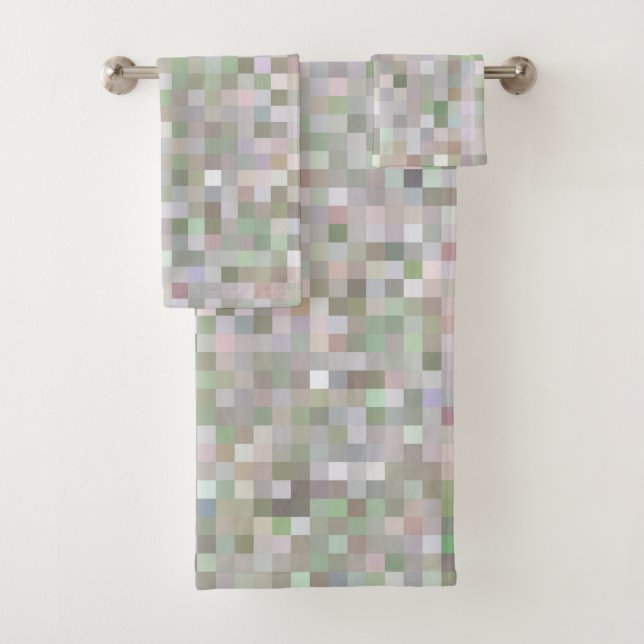 Pastel Coloured Squares  Bath Towel Set (Insitu)