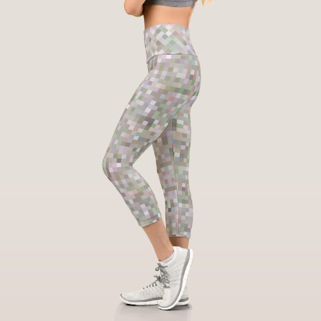 Pastel Coloured Squares Capri Leggings (Left)