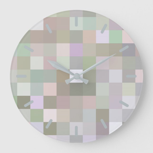 Pastel Coloured Squares Large Clock (Front)
