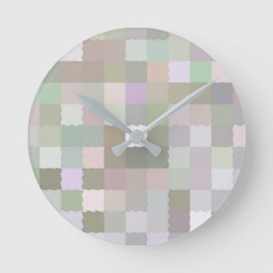 Pastel Coloured Squares Round Clock