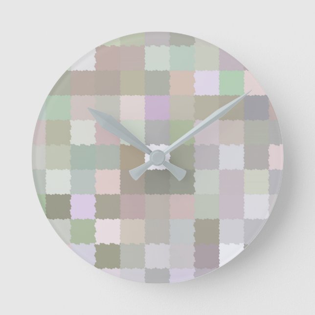 Pastel Coloured Squares Round Clock (Front)