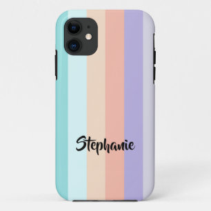 Pastel Coloured Stripes Modern Trendy iPhone 11 Case