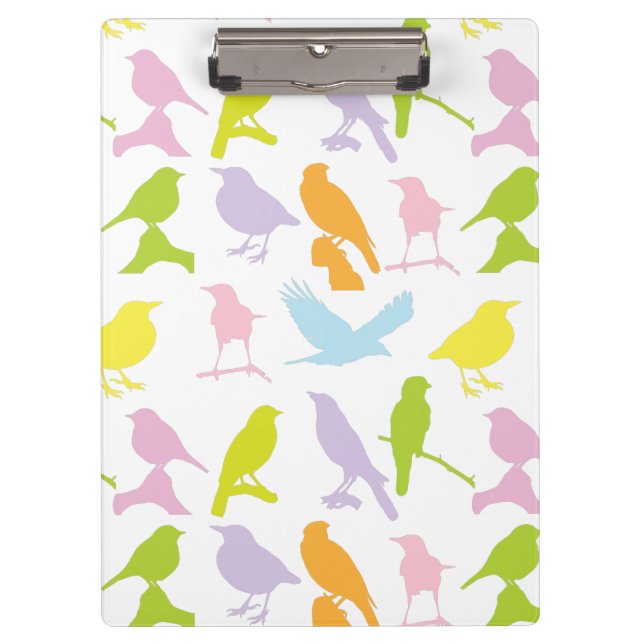 Pastel Coloured Variety of Birds Pattern Clipboard (Front)