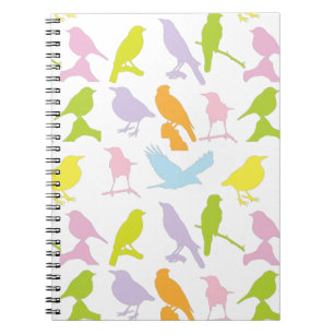 Pastel Coloured Variety of Birds Pattern Notebook