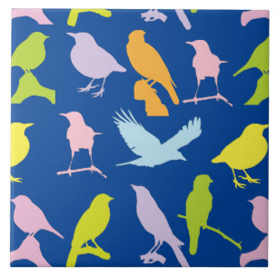 Pastel Coloured Variety of Birds Pattern Tile