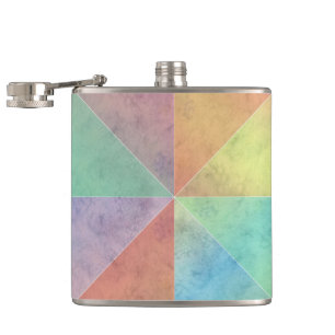 Pastel Coloured Watercolor Triangles Geometric Art Hip Flask