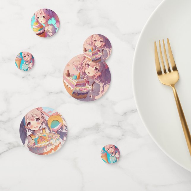 Pastel Colourful Anime Girl Birthday Confetti (Group)