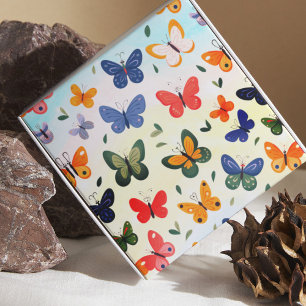 Pastel Colourful Butterfly Watercolor Background Wrapping Paper
