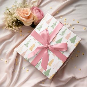 Pastel Colourful Christmas Trees Wrapping Paper