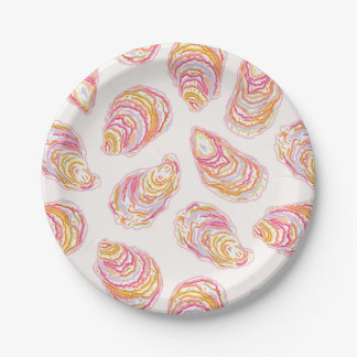 Pastel Colourful Coastal Oyster Shells Paper Plate