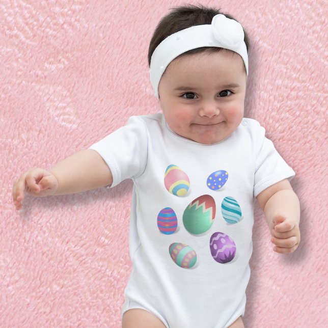 Pastel Colourful Easter Eggs Cute Spring Colours Baby Bodysuit (Creator Uploaded)