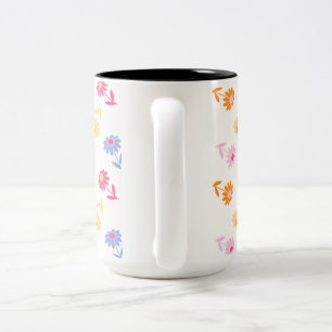Pastel Colourful Flowers Seamless Pattern Two-Tone Coffee Mug