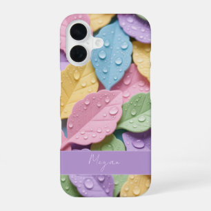 Pastel Colourful Leaf Pattern iPhone 16 Case