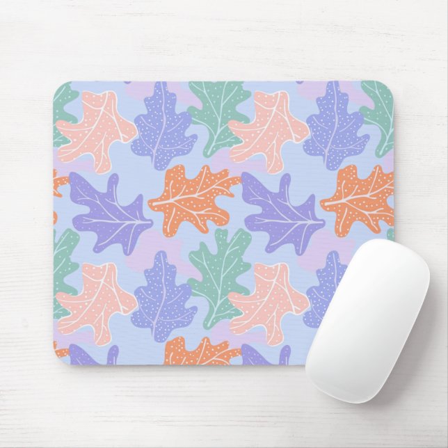 Pastel colourful maple leaf pattern mouse mat (With Mouse)
