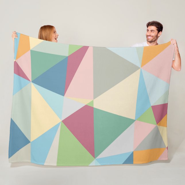 Pastel Colourful Modern Abstract Geometric Pattern Fleece Blanket (In Situ)