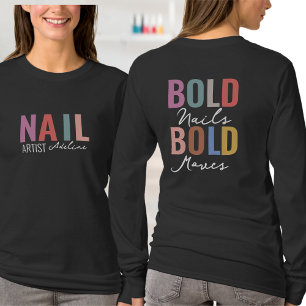 Pastel Colourful Nail Artist Name Motivation Quote T-Shirt