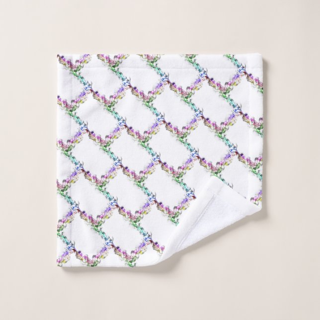 Pastel Colourful Rainbow Flames Floral Diamond Wash Cloth (Wash Cloth)