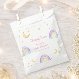 Pastel Colourful Rainbow Moon Star Baby Shower Favour Bags