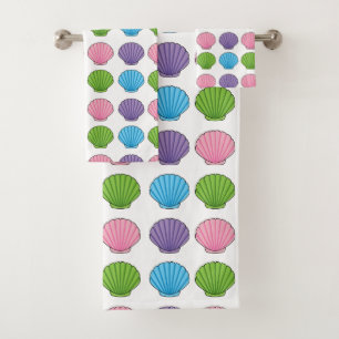 Pastel Colourful Seashell Pack Bath Towel Set