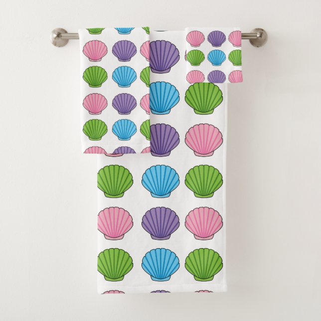Pastel Colourful Seashell Pack Bath Towel Set (Insitu)