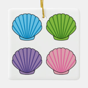 Pastel Colourful Seashell Pack Ceramic Ornament