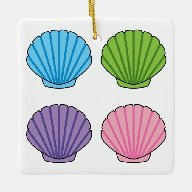 Pastel Colourful Seashell Pack Ceramic Ornament (Front)