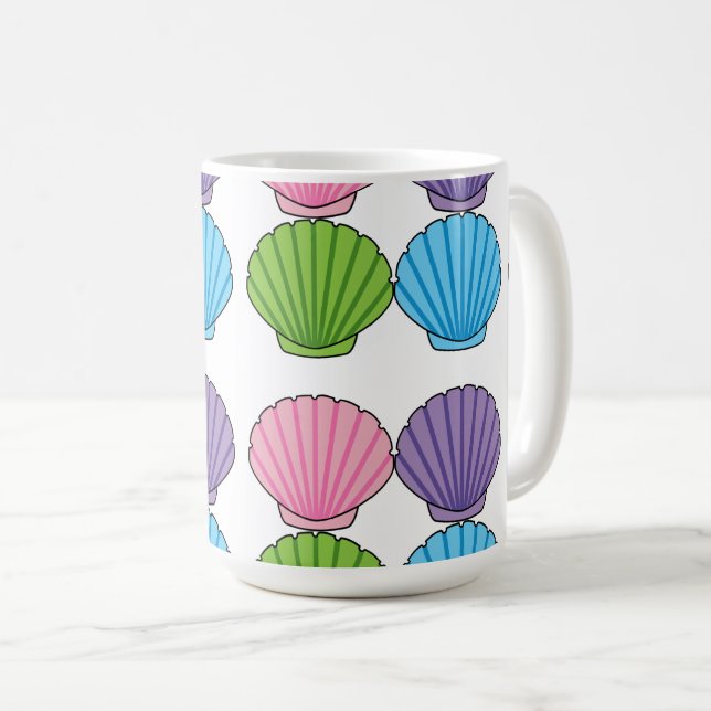 Pastel Colourful Seashell Pack Coffee Mug (Front Right)