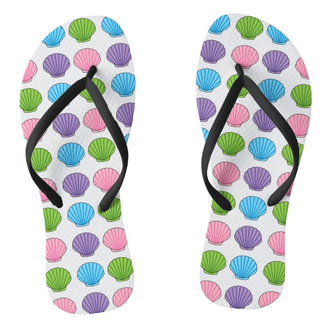 Pastel Colourful Seashell Pack Flip Flops (Footbed)