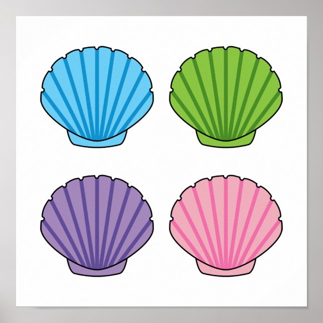 Pastel Colourful Seashell Pack Poster (Front)