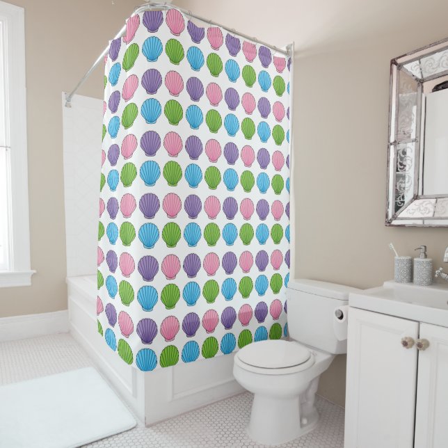 Pastel Colourful Seashell Pack Shower Curtain (In Situ)