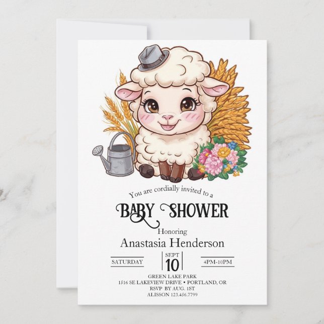 Pastel Colourful Sheep Baby Shower Invitation (Front)
