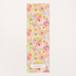 Pastel Colourful Watercolor Floral Pattern Custom Yoga Mat