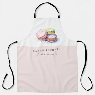 Pastel Colourful Watercolor French Macarons Bakery Apron