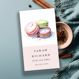 Pastel Colourful Watercolor French Macarons Bakery Business Card
