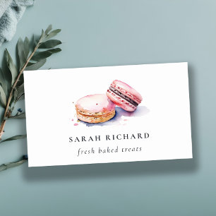 Pastel Colourful Watercolor French Macarons Bakery Business Card