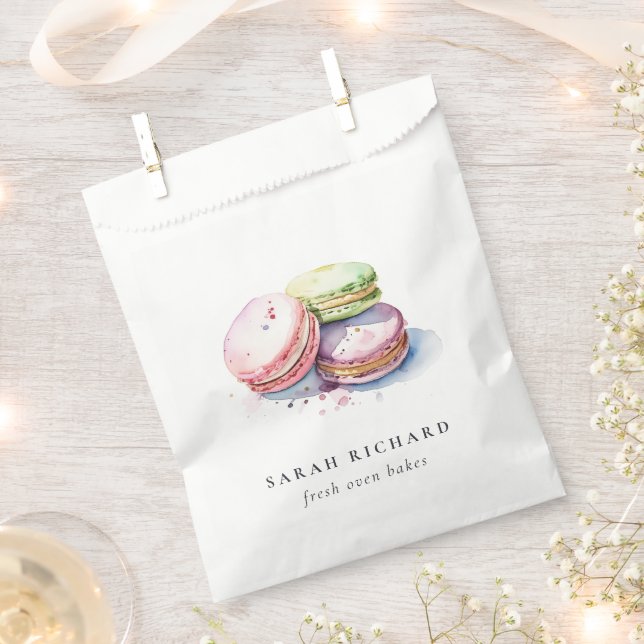 Pastel Colourful Watercolor French Macarons Bakery Favour Bags (Clipped)