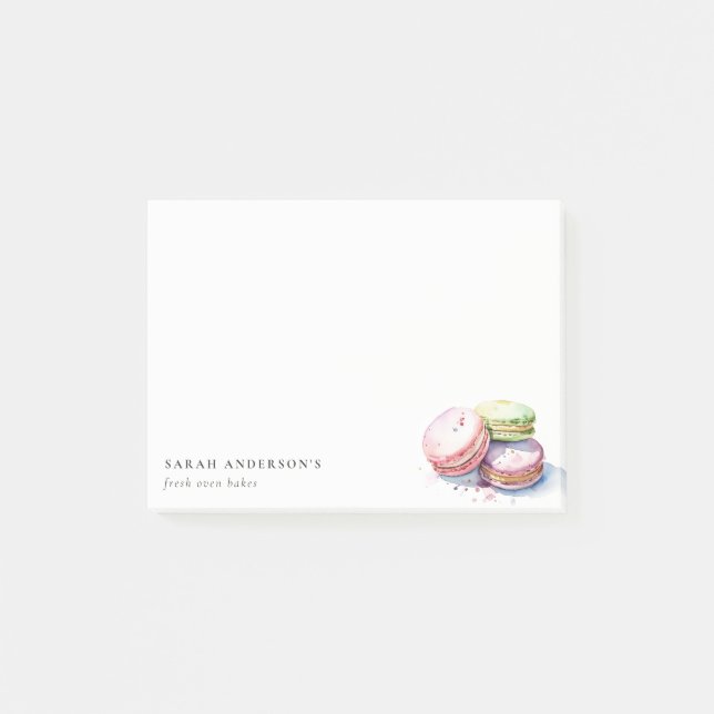 Pastel Colourful Watercolor French Macarons Bakery Post-it Notes (Front)