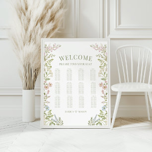 Pastel Colourful Wildflower Wedding Seating Chart