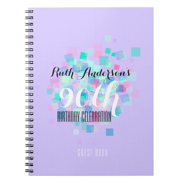 Pastel Colours 90th Birthday Party Guest Book 2 (Front)