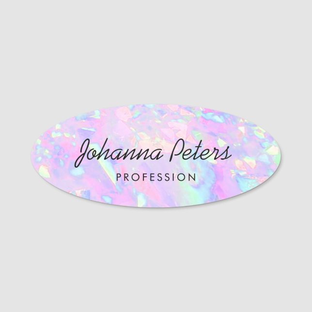 pastel colours abstract opal inspired name tag (Front)